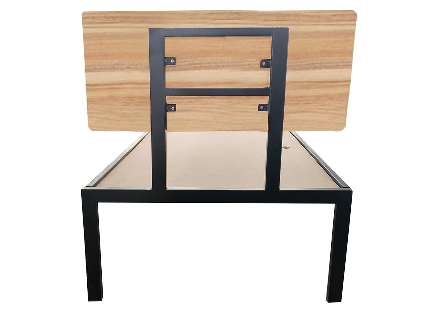 APRODZ Single Size Bed Without Storage for Home & Living Room Cot Bed Furniture (Oak + Black Powdercoated Finish)