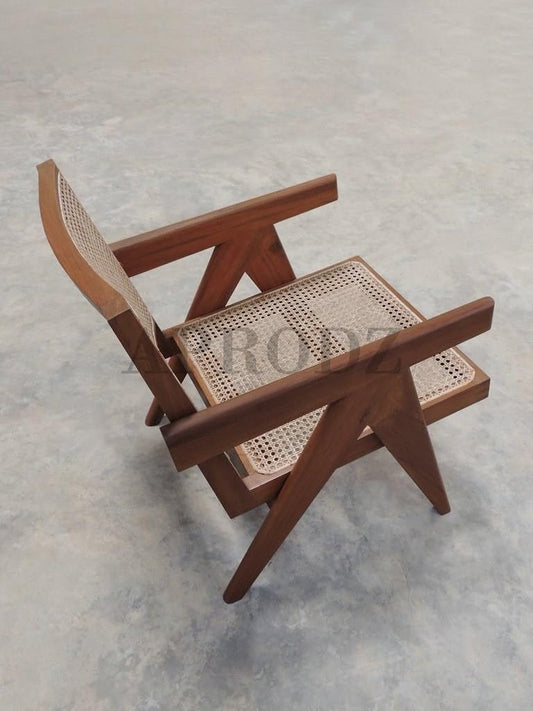 Darson Lenin French Style Teak Wood Cane Armchair(Set of 2)