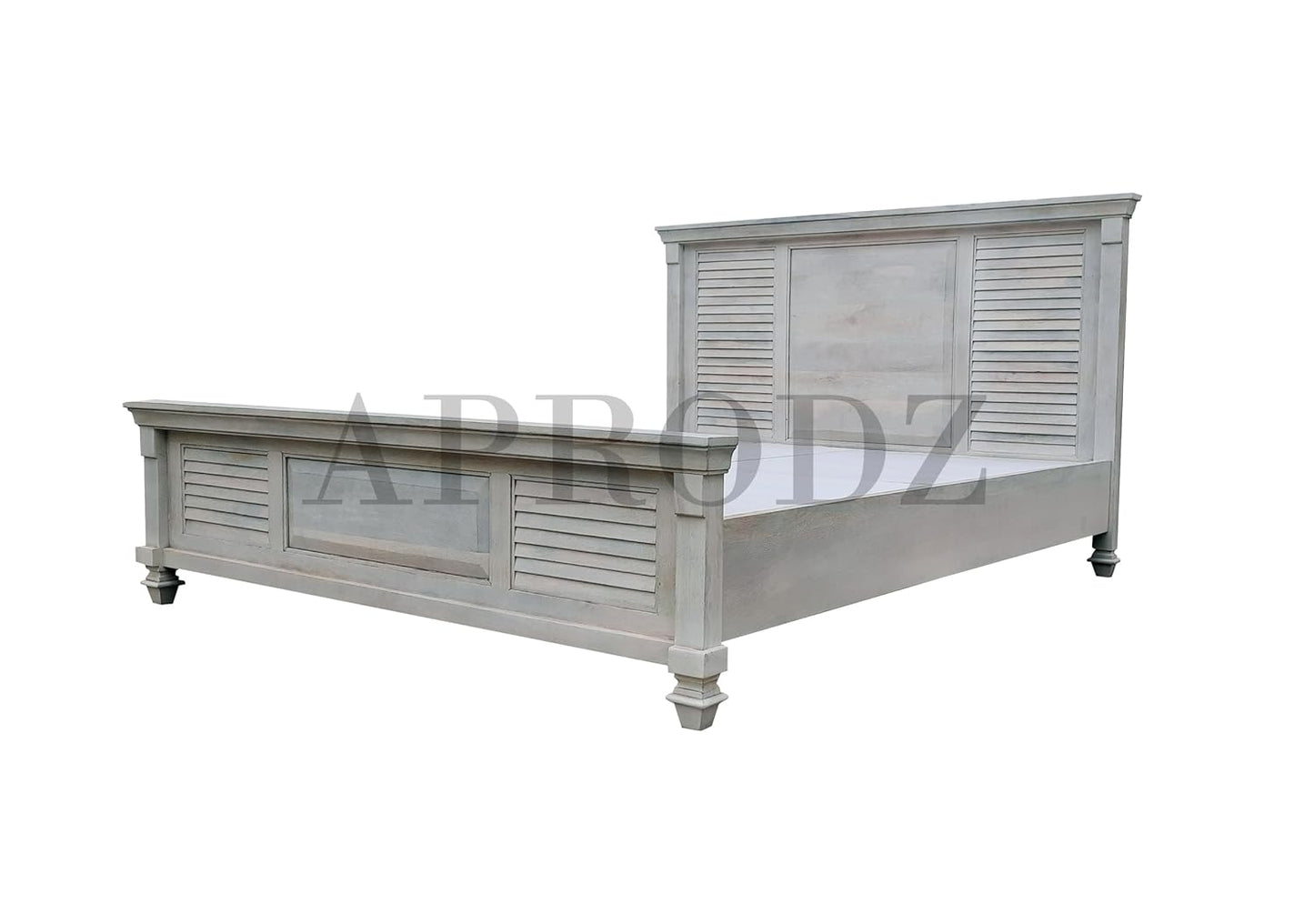 Elmore Mango Wood Bed for Bedroom Furniture (Whitewash Finish)