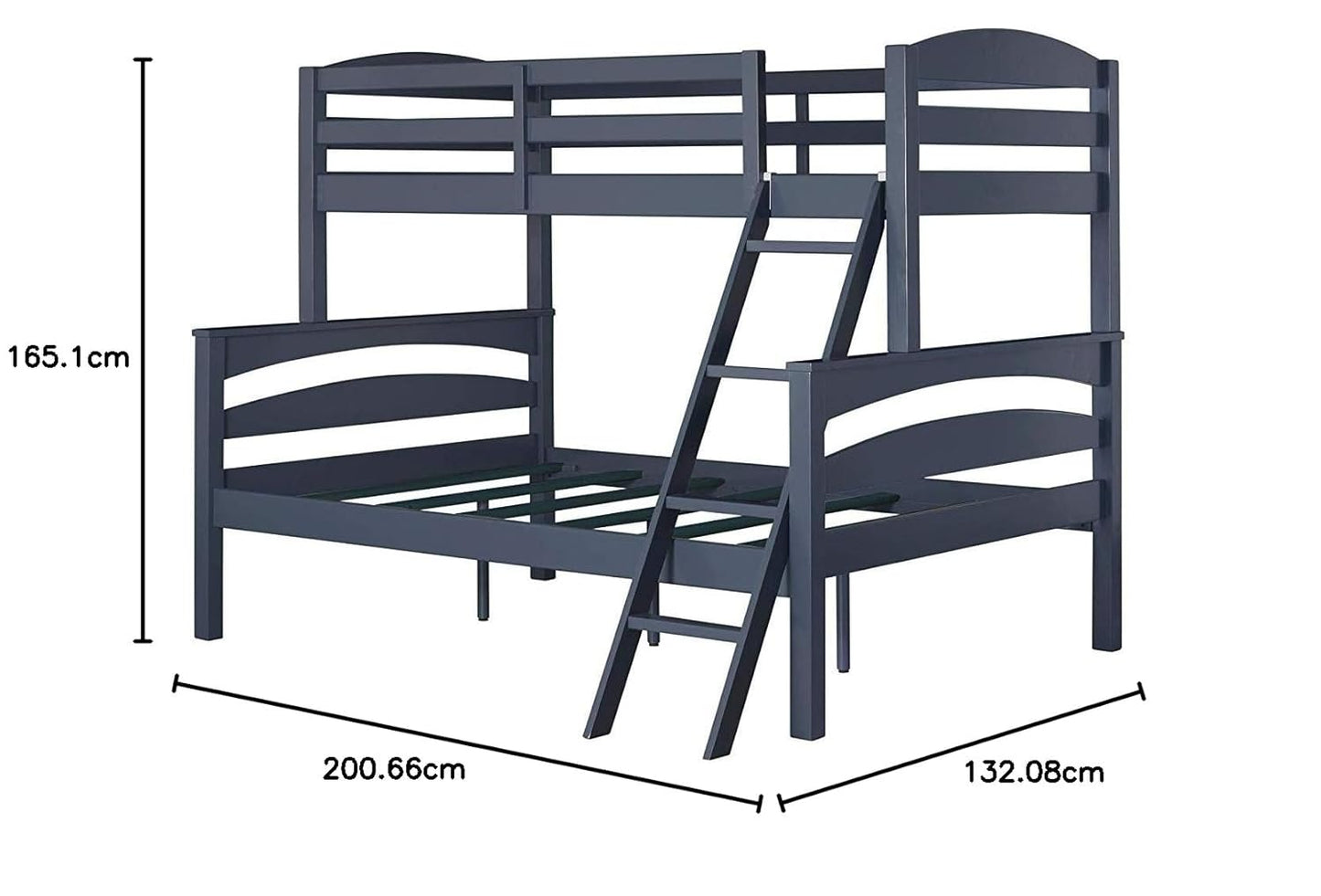 APRODZ Solid Wood Reese Bunk Bed for Bedroom | Graphite Blue Finish