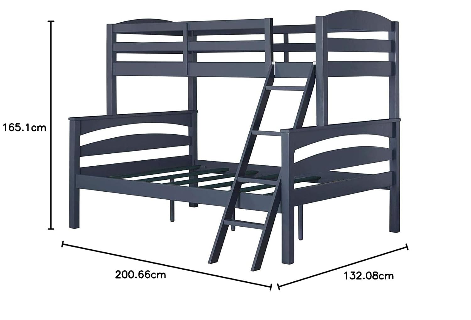 APRODZ Solid Wood Reese Bunk Bed for Bedroom | Graphite Blue Finish