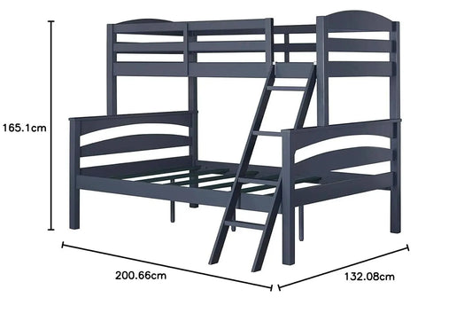 APRODZ Solid Wood Reese Bunk Bed for Bedroom | Graphite Blue Finish