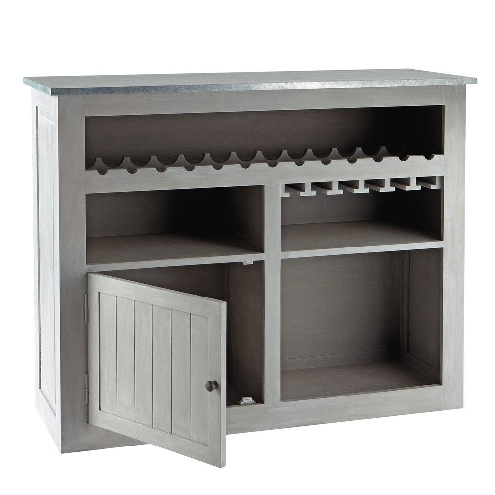 APRODZ Mango Wood Duffy Wine Storage Stylish Bar Cabinet for Living Room | White Finish