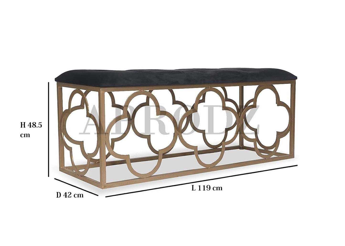 Entryway Bench Black Velvet and Metal (Metal - Gold)