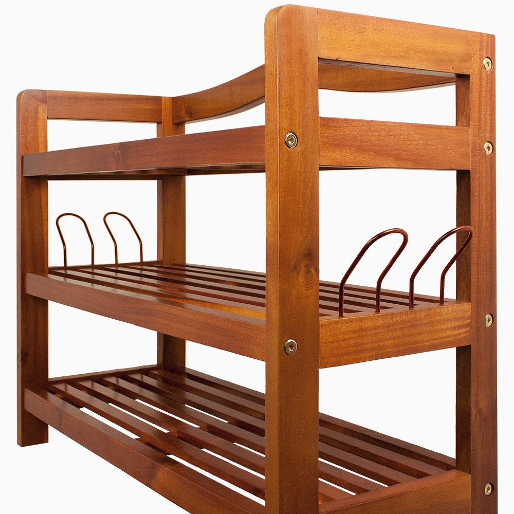 Wooden Shoe Rack 3 Tier Storage Cabinet Wood Shelf for Hallway Large Furniture Organiser Unit Brown Cupboard Racks