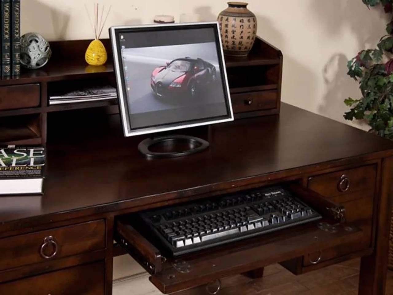 Mango Wood Wyola Study Desk Table for Home and Office Brown Finish, Standard (d-145)