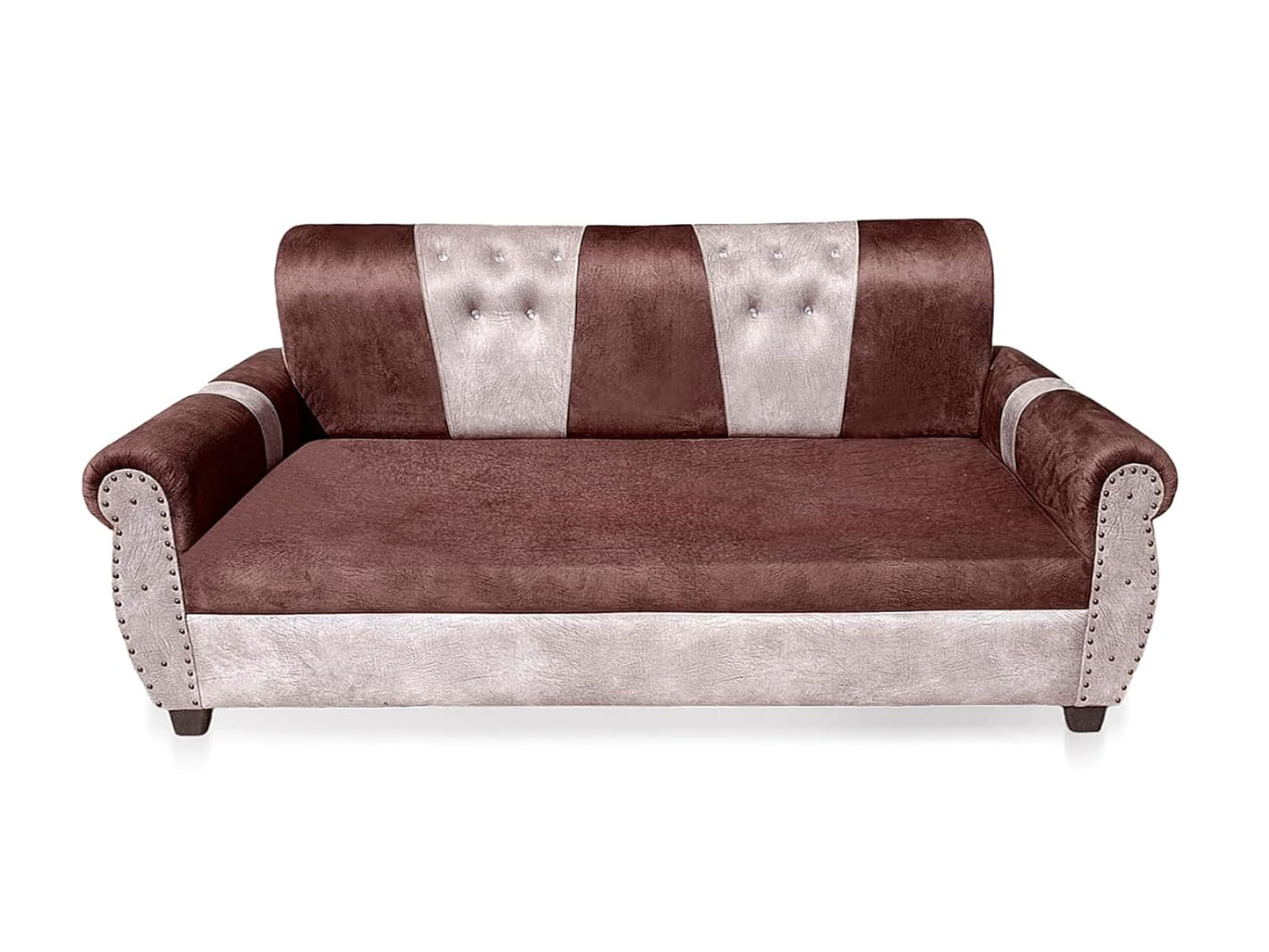 Stylish 5-Seater Sofa Set for Modern Living Space Furniture in Brown and Beige Color