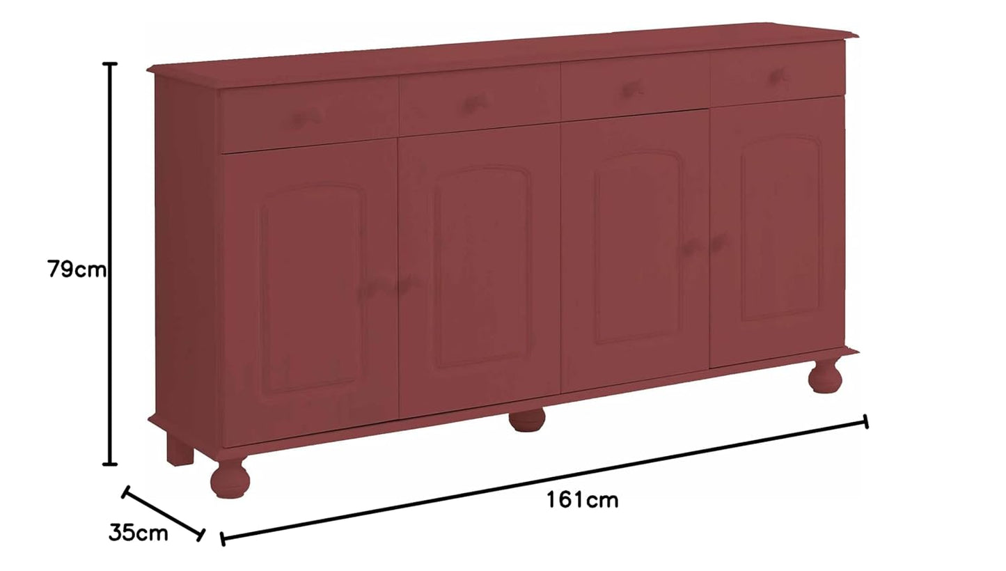 APRODZ Solid Wood Campinas Sideboard Storage Cabinet for Living Room | English Vermilion