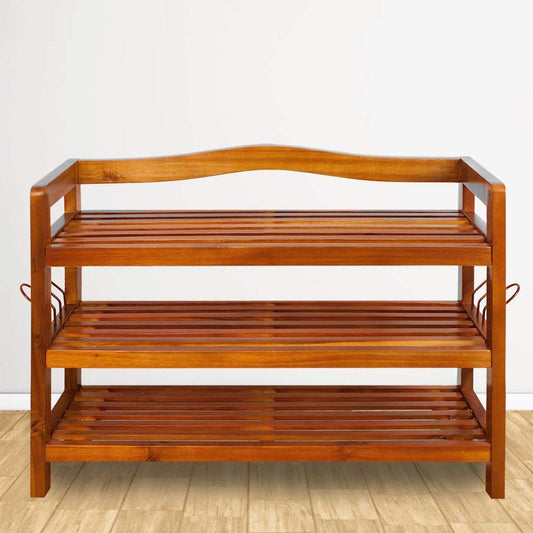 Wooden Shoe Rack 3 Tier Storage Cabinet Wood Shelf for Hallway Large Furniture Organiser Unit Brown Cupboard Racks