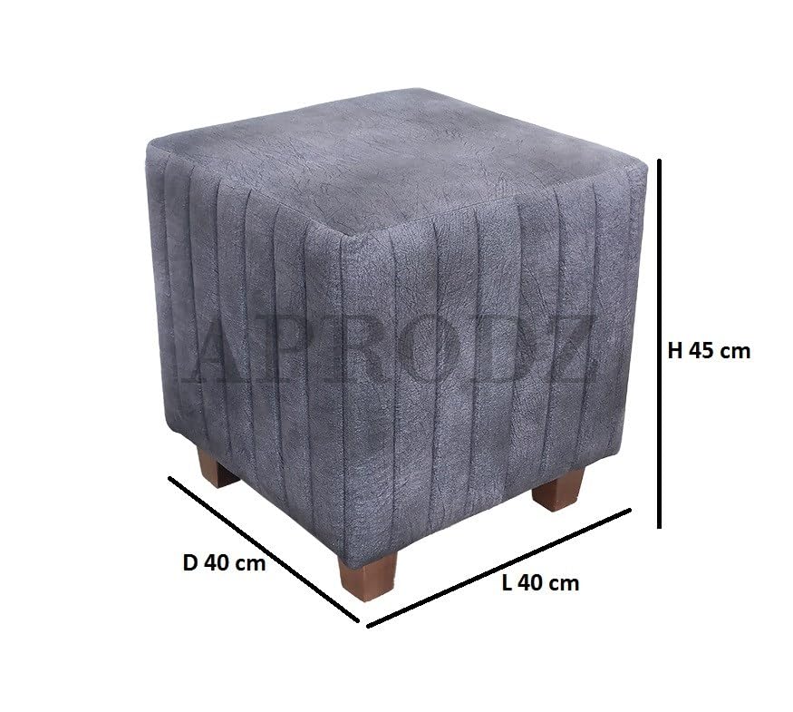 Ottoman Stool for Living Room | Pouffes for Sitting| Foot stools | Office Stools | Decoration & Dressing Table Suede Fabric Set of 2 Hale Navy...