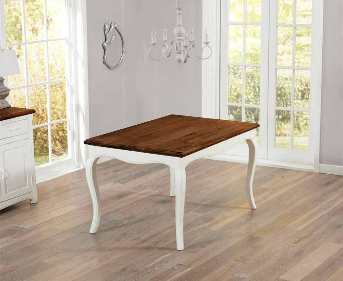 APRODZ Sheesham Wood Vaughan 4 Seater Dining Table Set for Home Living Room | Dining Furniture | White and Brown