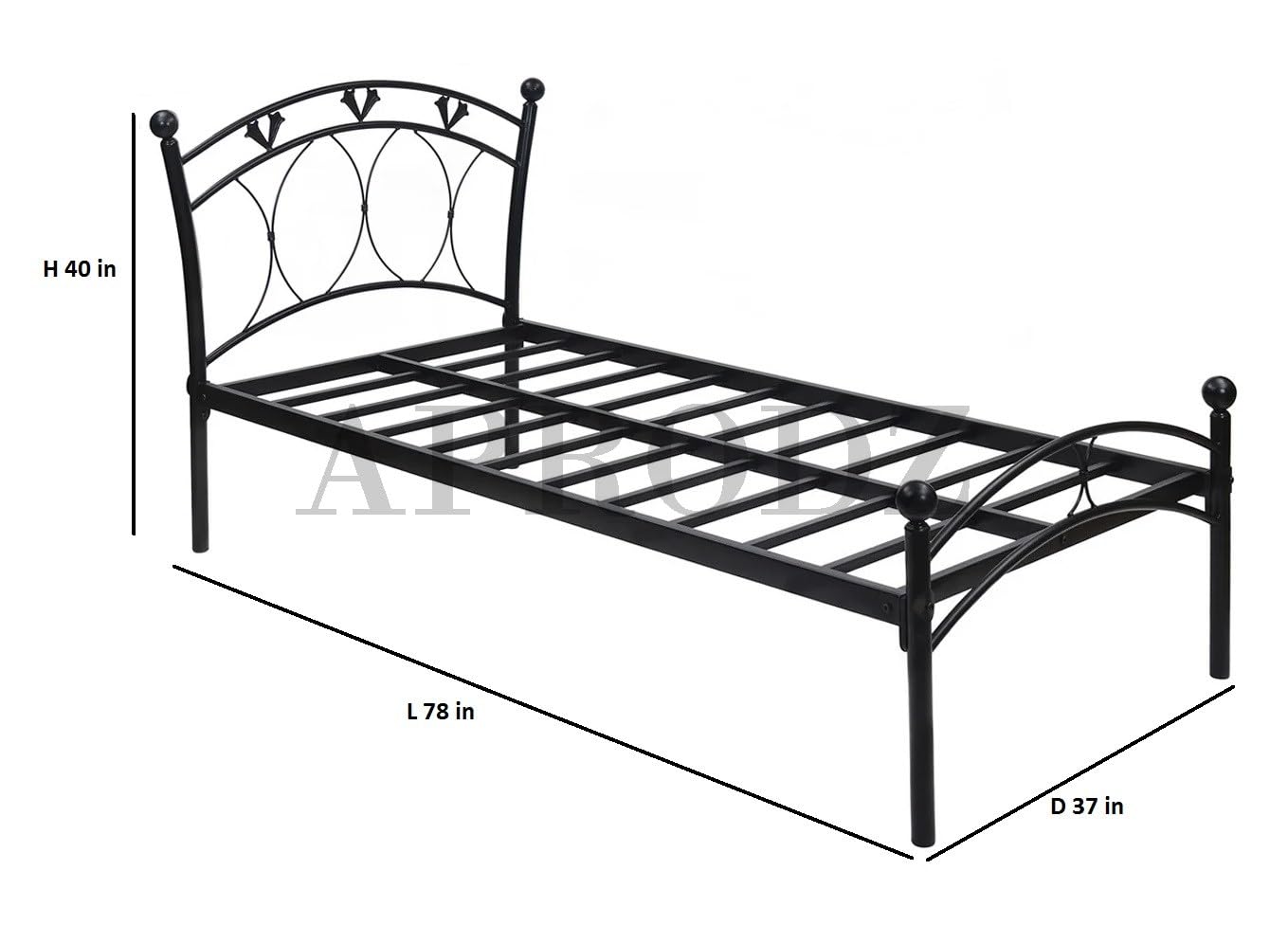 Black Powder-Coated Single Metal Bed | Sturdy and Durable Frame | Modern Minimalist Design | Easy Assembly | Ideal for Small Spaces