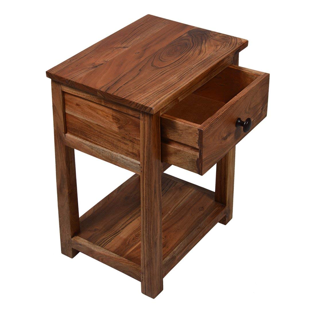 Solid Wood Tineo Bedside Storage Table for Living Room