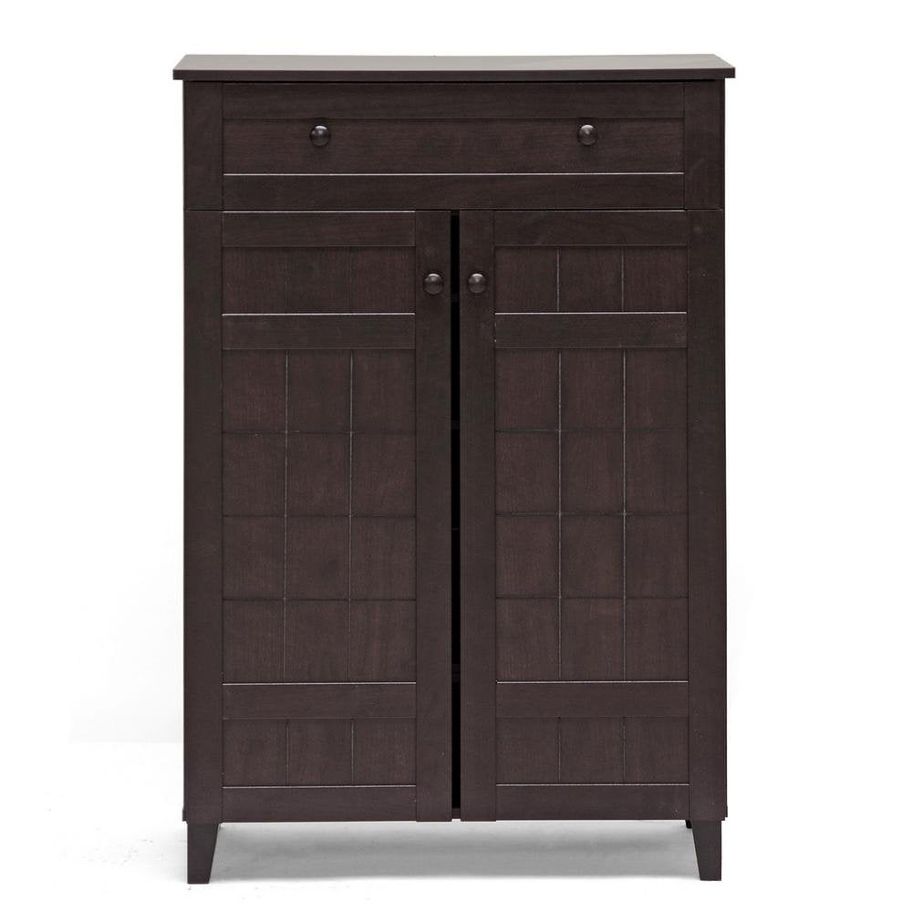 APRODZ Mango Wood Calho Shoe Cabinet for Home | Shoe Rack Organiser | Walnut Finish