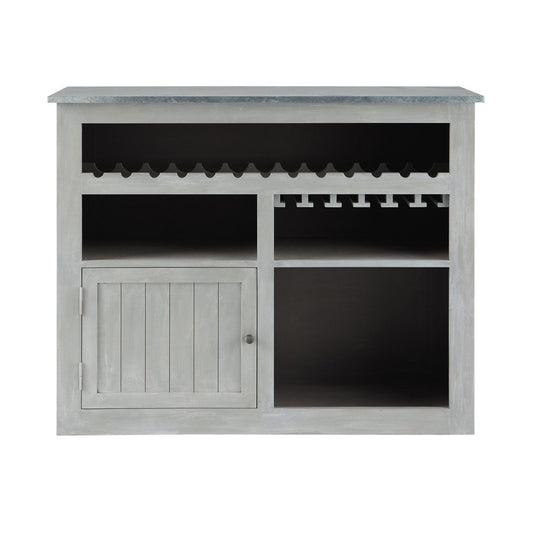 APRODZ Mango Wood Duffy Wine Storage Stylish Bar Cabinet for Living Room | White Finish