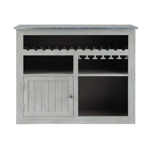 APRODZ Mango Wood Duffy Wine Storage Stylish Bar Cabinet for Living Room | White Finish