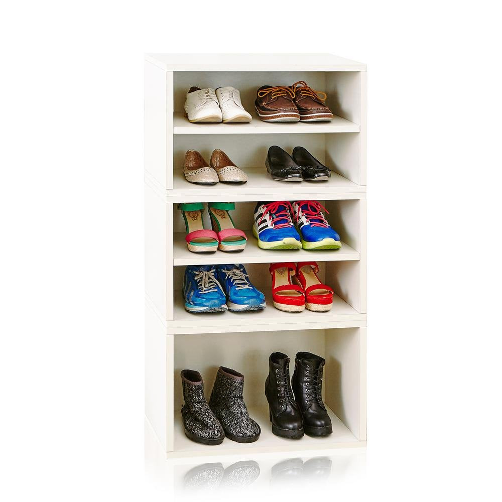 APRODZ Mango Wood Muril Shoe Cabinet for Home | Shoe Rack Organiser | White Finish