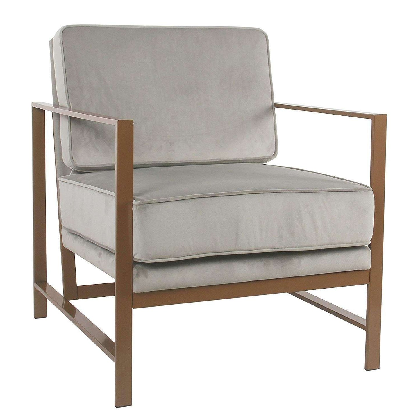 Aprodz Hudson Modern Velvet Accent Chair, Metal Frame, Navy