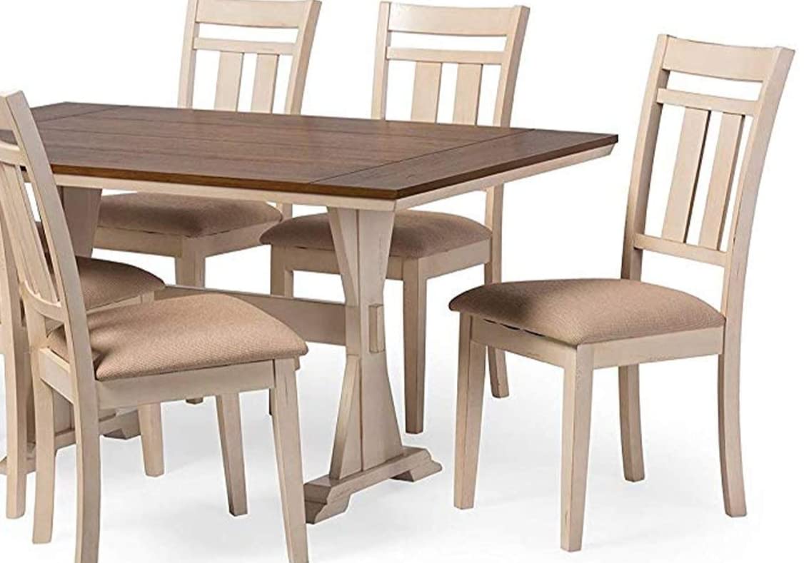 Solid Wood Torrance 6 Seater Dining Table Set for Home | Dining Furniture | Brown & Cream Finish