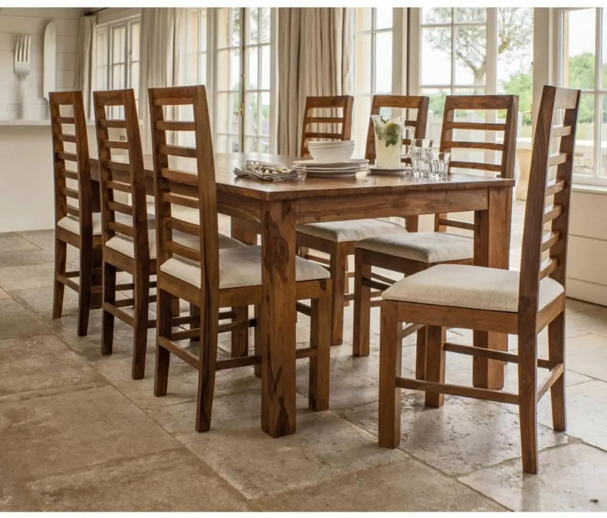 Solid Wood Cancun 8 Seater Dining Table Set for Home | Dining Furniture