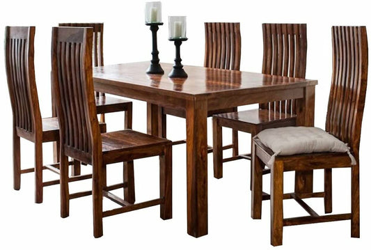 APRODZ Sheesham Wood Epso 6 Seater Dining Table Set for Home | Dining Furniture | Brown Finish