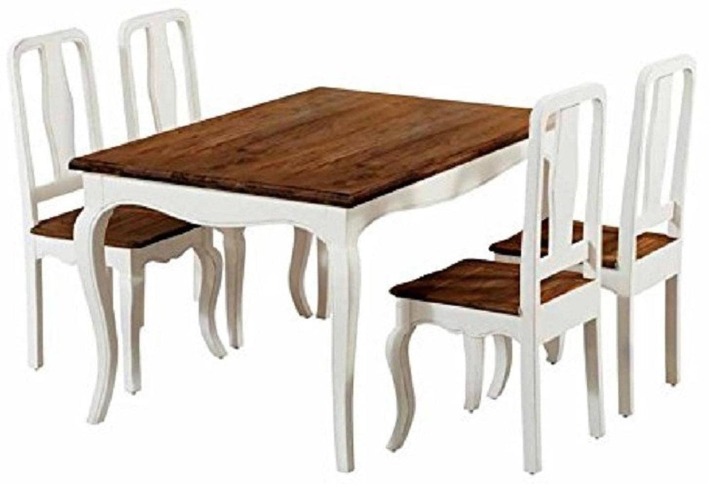 APRODZ Sheesham Wood Vaughan 4 Seater Dining Table Set for Home Living Room | Dining Furniture | White and Brown
