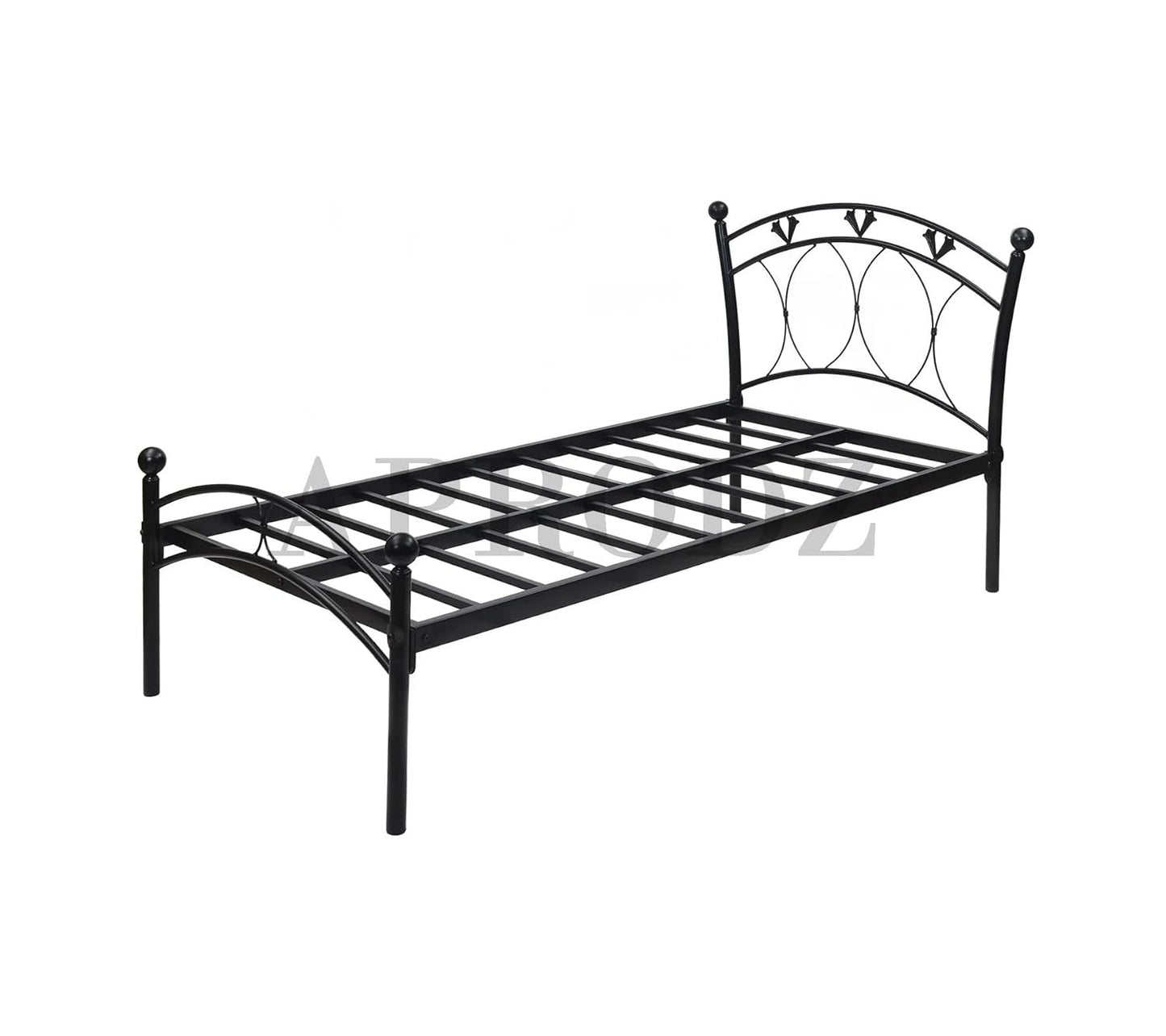 Black Powder-Coated Single Metal Bed | Sturdy and Durable Frame | Modern Minimalist Design | Easy Assembly | Ideal for Small Spaces