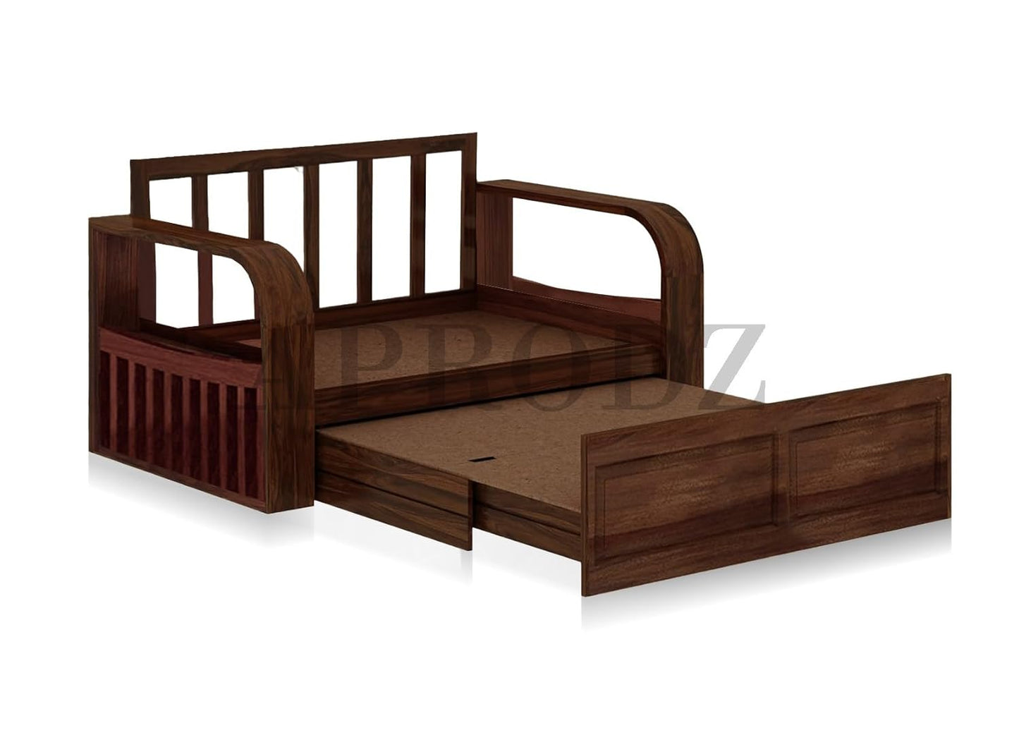 Sheesham Wood 2 Seater Sofa Cum Bed with Storage