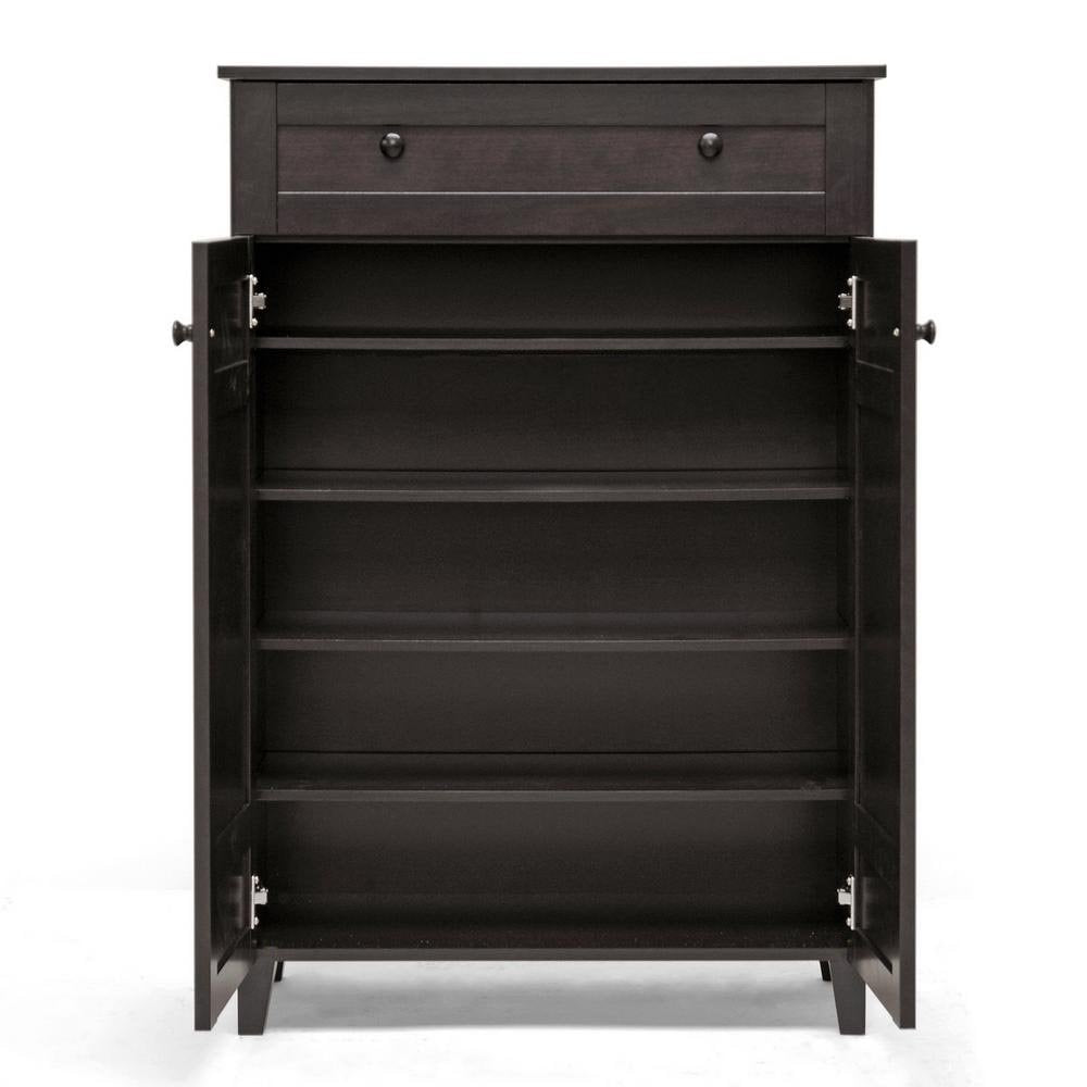 APRODZ Mango Wood Calho Shoe Cabinet for Home | Shoe Rack Organiser | Walnut Finish