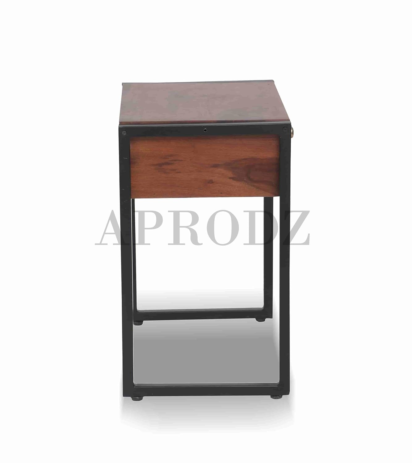 Solid Sheesham Wood and Metal 1 Drawer Bedside Table for Bedoom & Living Room Furniture (Rosewood Finish)