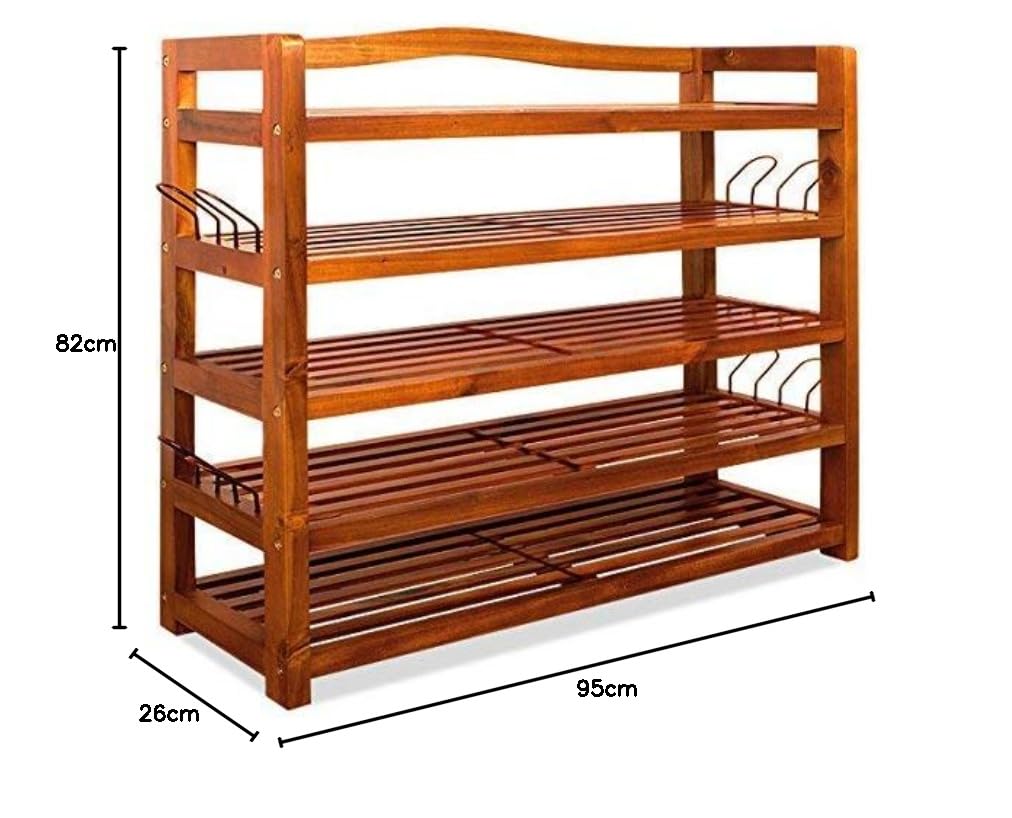 APRODZ Wooden Shoe Rack 5 Tier Storage Cabinet Wood Shelf for Hallway Large Furniture Organiser Unit Brown Cupboard Racks