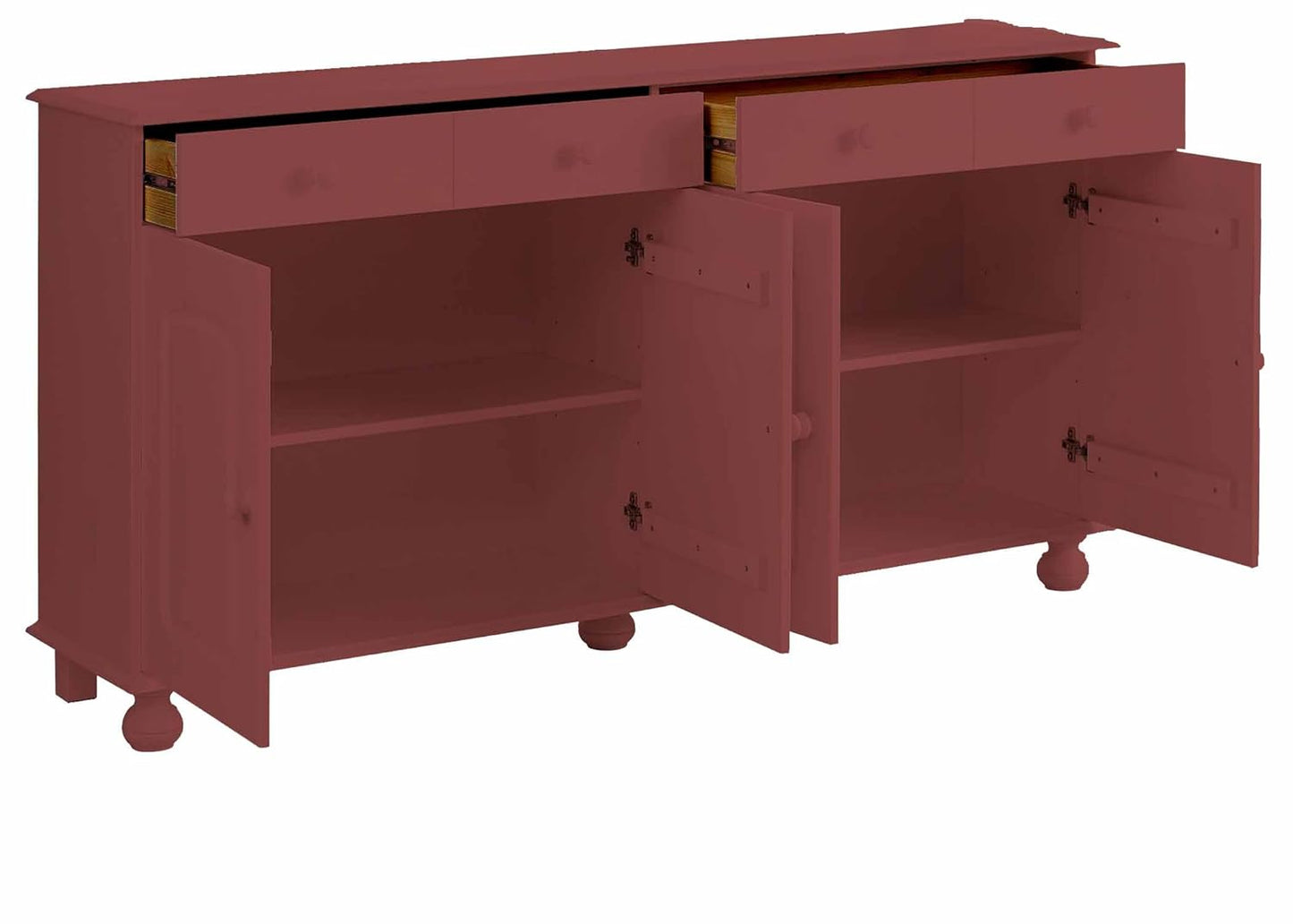 APRODZ Solid Wood Campinas Sideboard Storage Cabinet for Living Room | English Vermilion