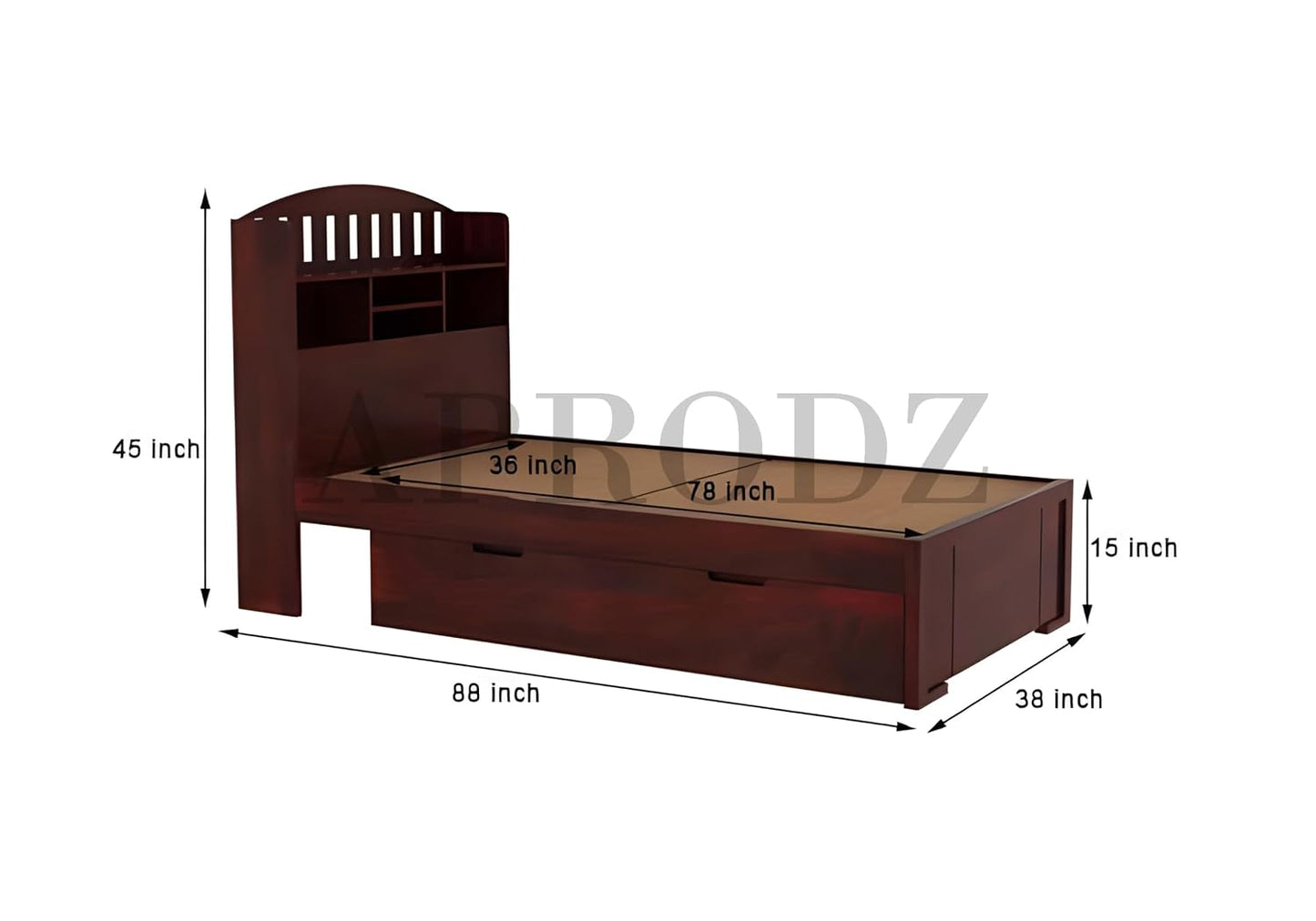 Sheesham Wood Santiago Storage Single Bed for Bedroom Stylish