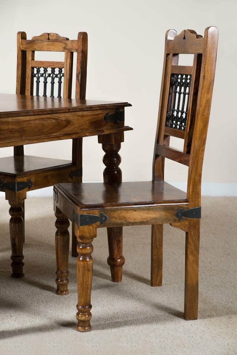 Solid Wood Bogota 4 Seater Dining Table Set for Home | Dining Furniture | Honey Finish