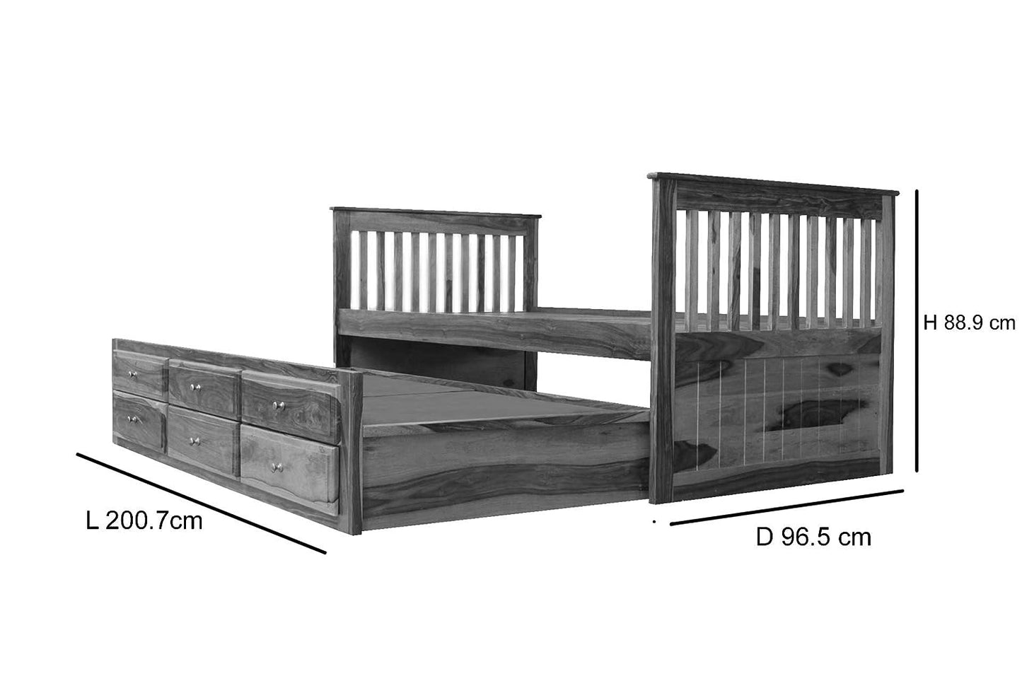 Sheesham Wood Oyster Daybed with Trundle Bed with Drawer Storage for Home | Bed for Bedroom