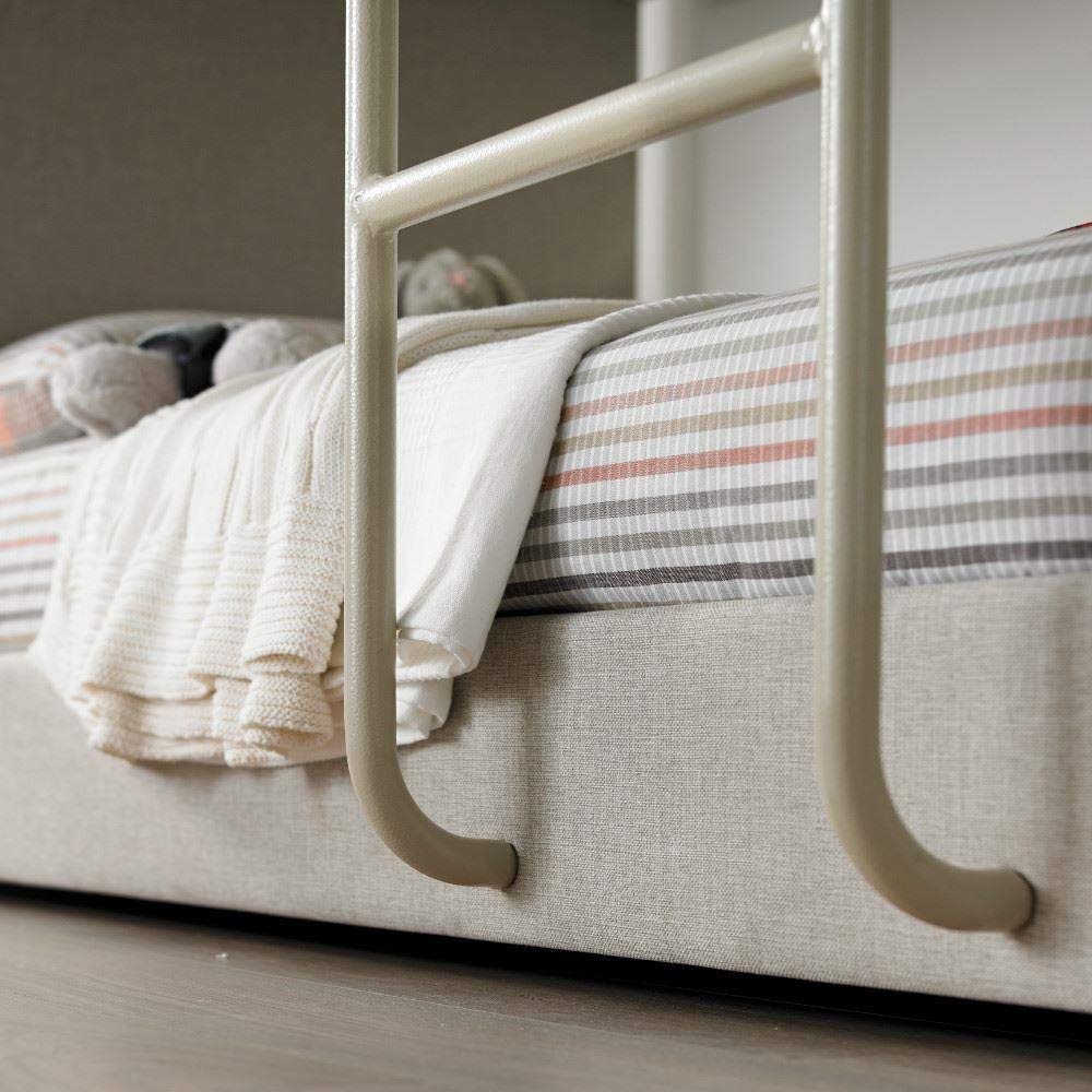 Gwars Single Size Grey Fabric Bunk Bed – Solid Wood Frame (Fabric Upholstery - Grey)