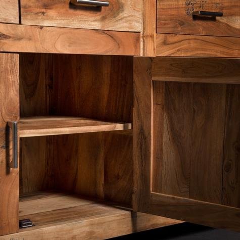Acacia Wood Sarny Sideboard Storage Cabinet for Living Room | Wooden Cabinet for Kitchen | Brown Finish