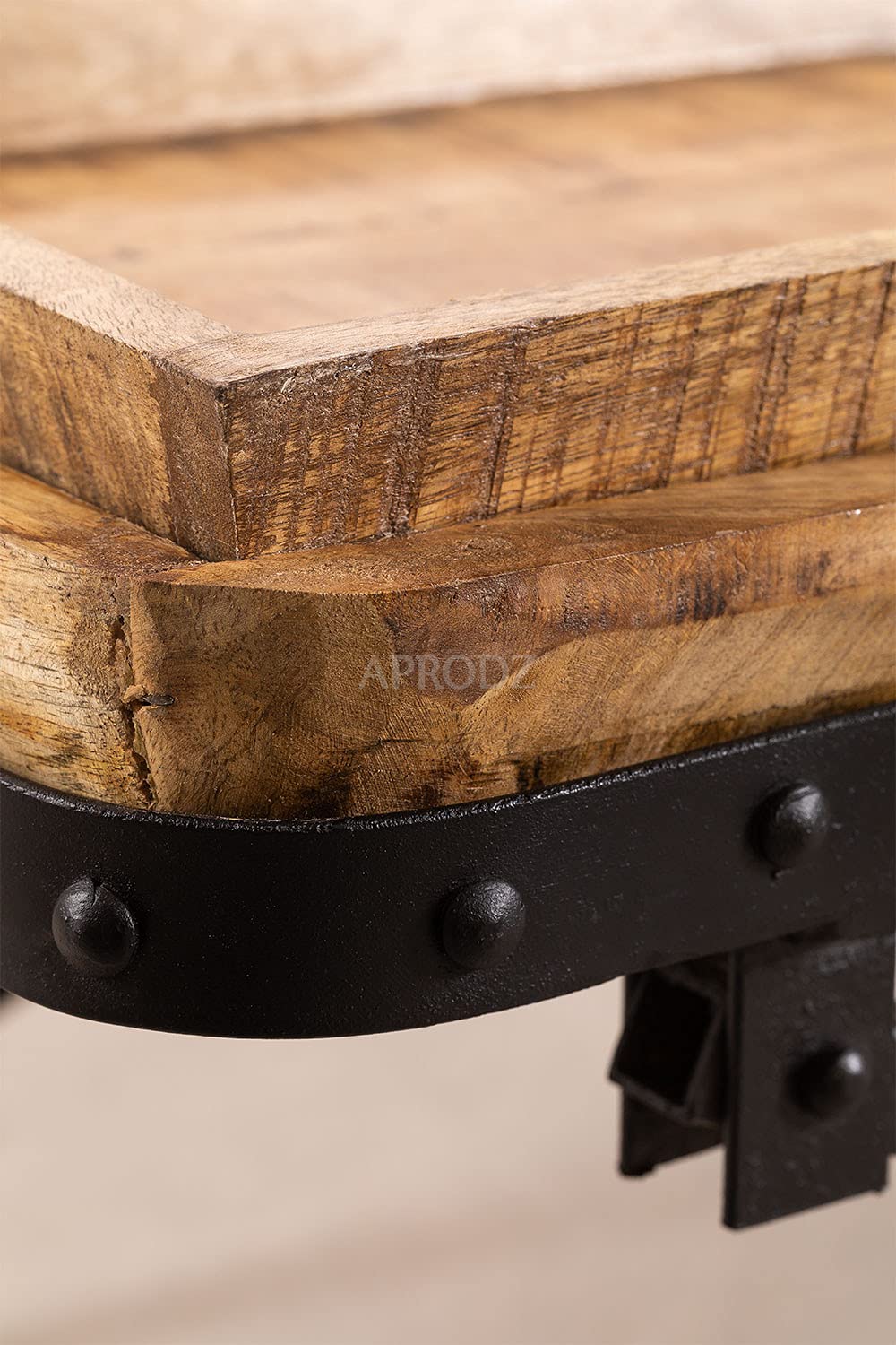 Lohmi Mango Wood and Metal Coffee Table (Solid Wood - Natural + Black Powder Coated)