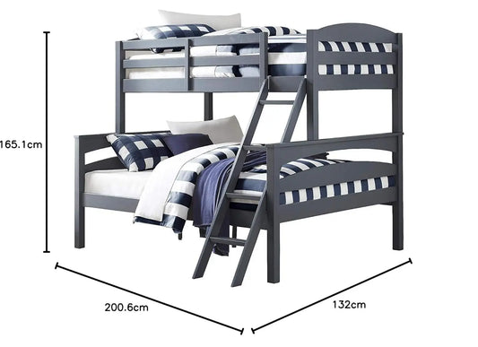 APRODZ Solid Wood Reese Bunk Bed for Bedroom | Light Grey Finish