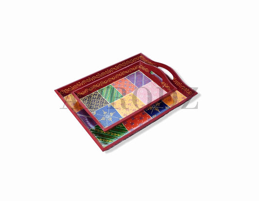 Aprodz Wooden Tray, 2-Piece Set, Service for 6 (Multicolour)