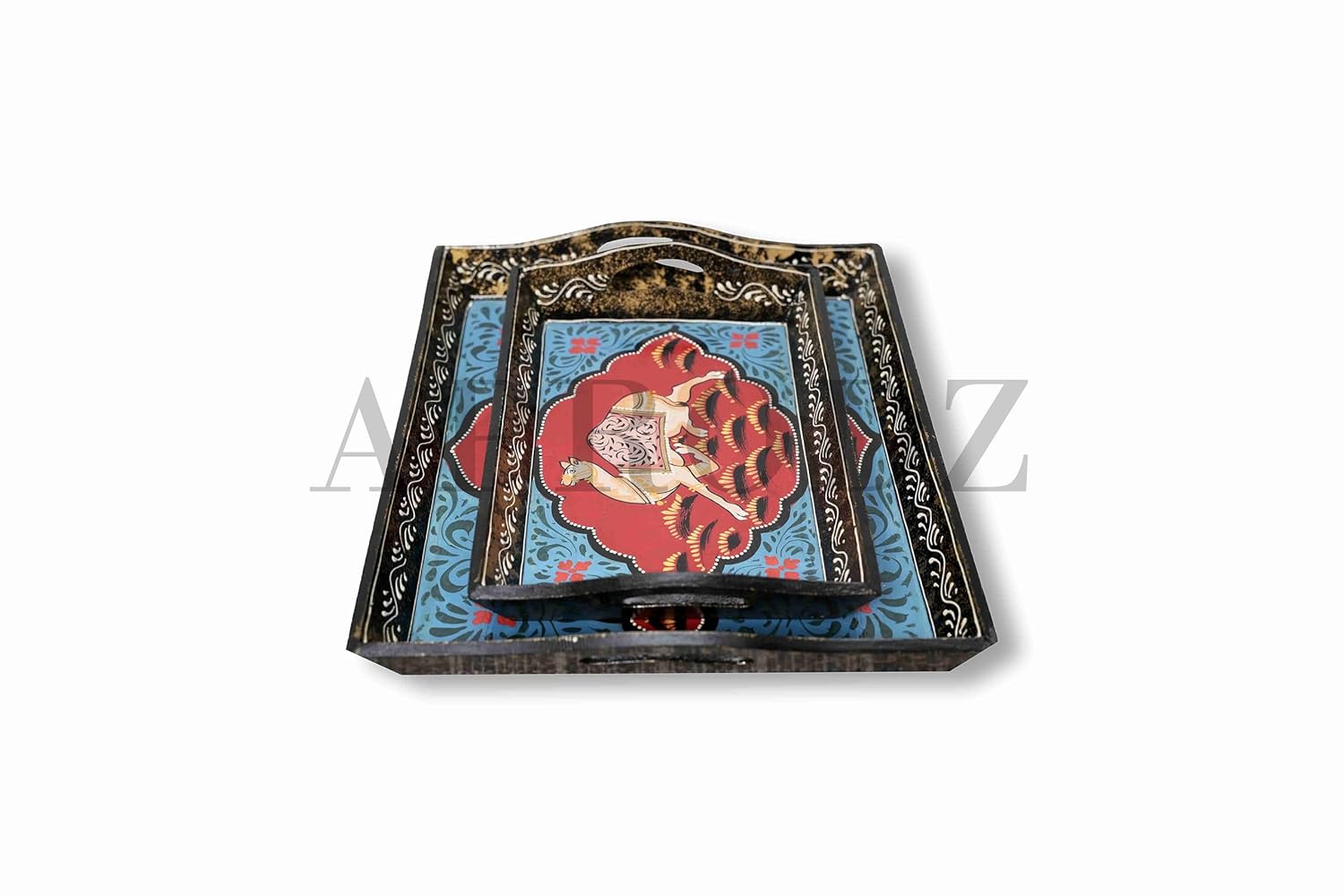 Aprodz Wooden Serving Trays Set of 2 by Aprodz - Stylish and Functional Serving Tray Set (Multicolor)