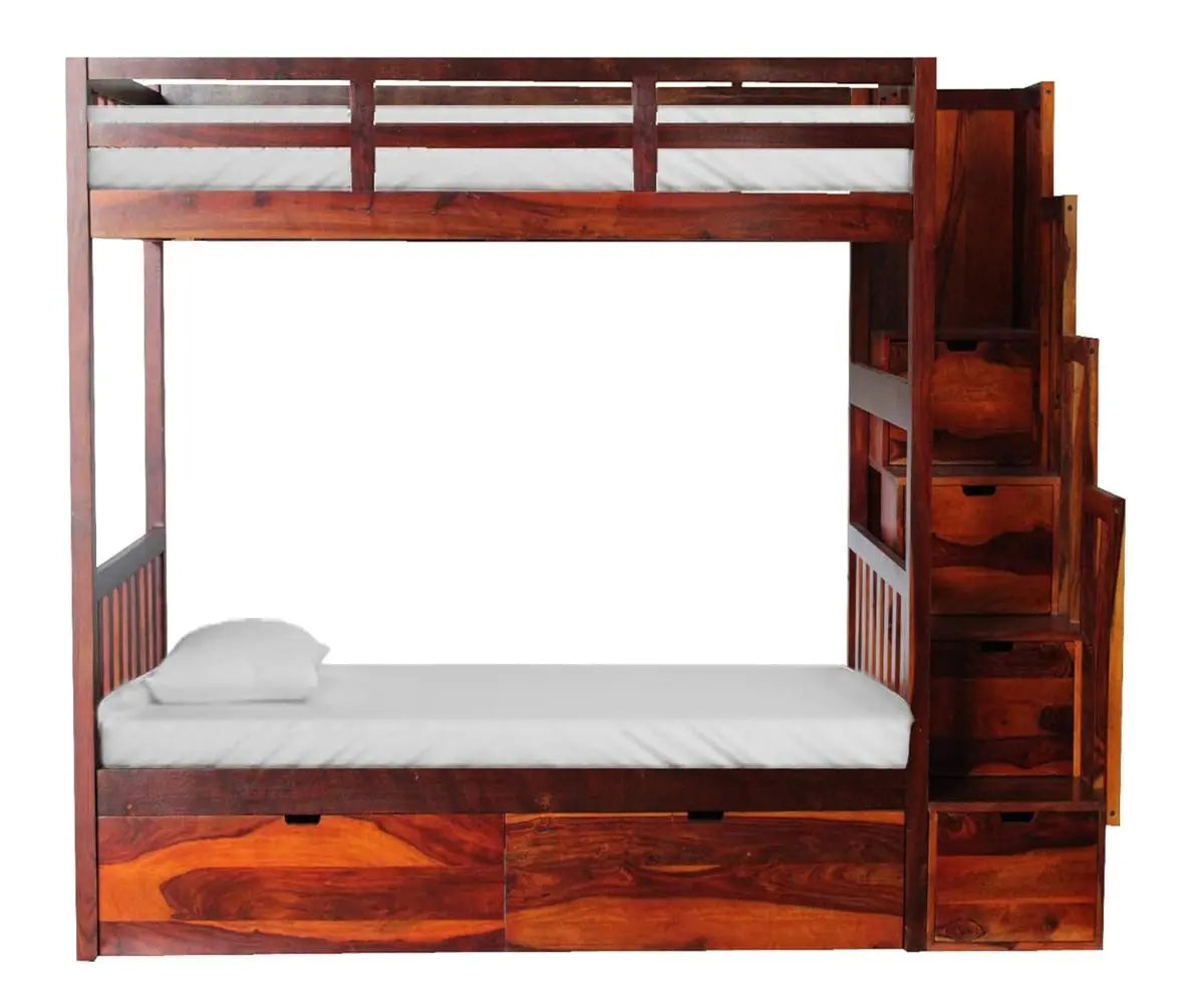 Sheesham Wood Skidslo Bunk Bed with Storage