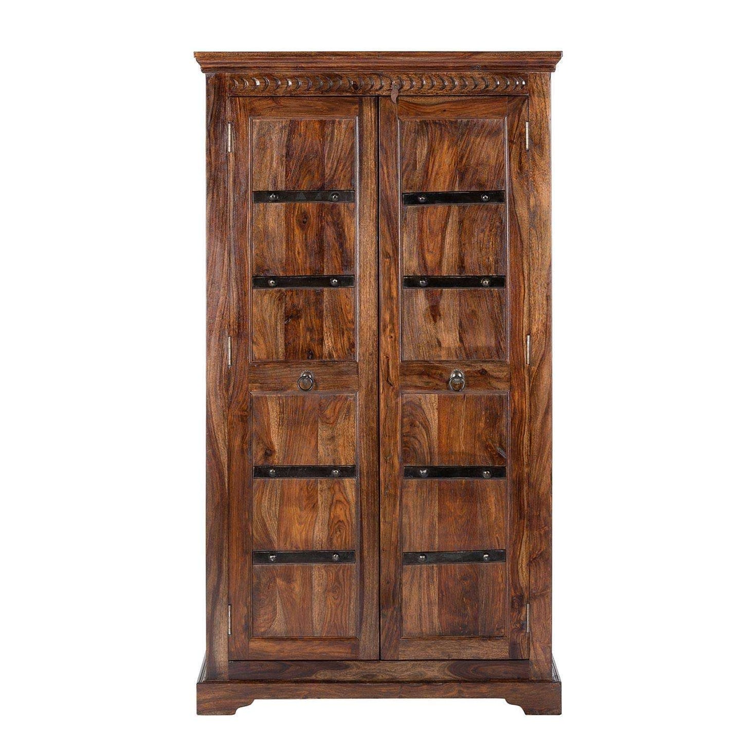 APRODZ Sheesham Wood Multipurpose Storage 2-Door Lima Wardrobe Almirah