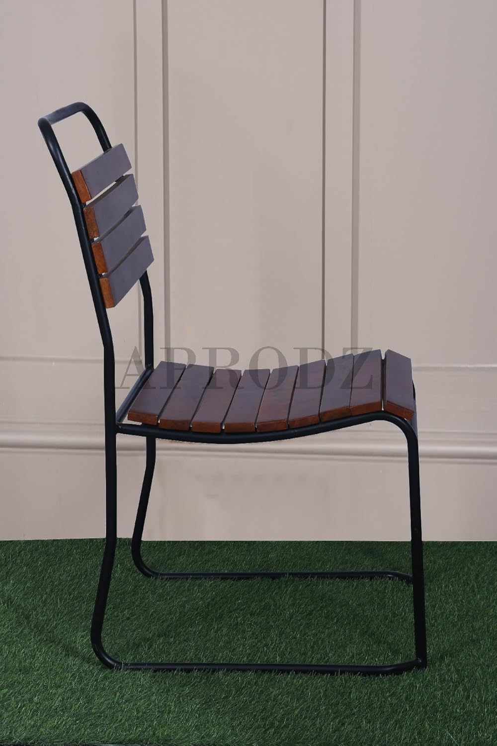 Patti Mango Wood and Metal Dining Outdoor Restaurant Chair Set for Home | Set of 2 Chair | Teak + Black Powdercoated Finish