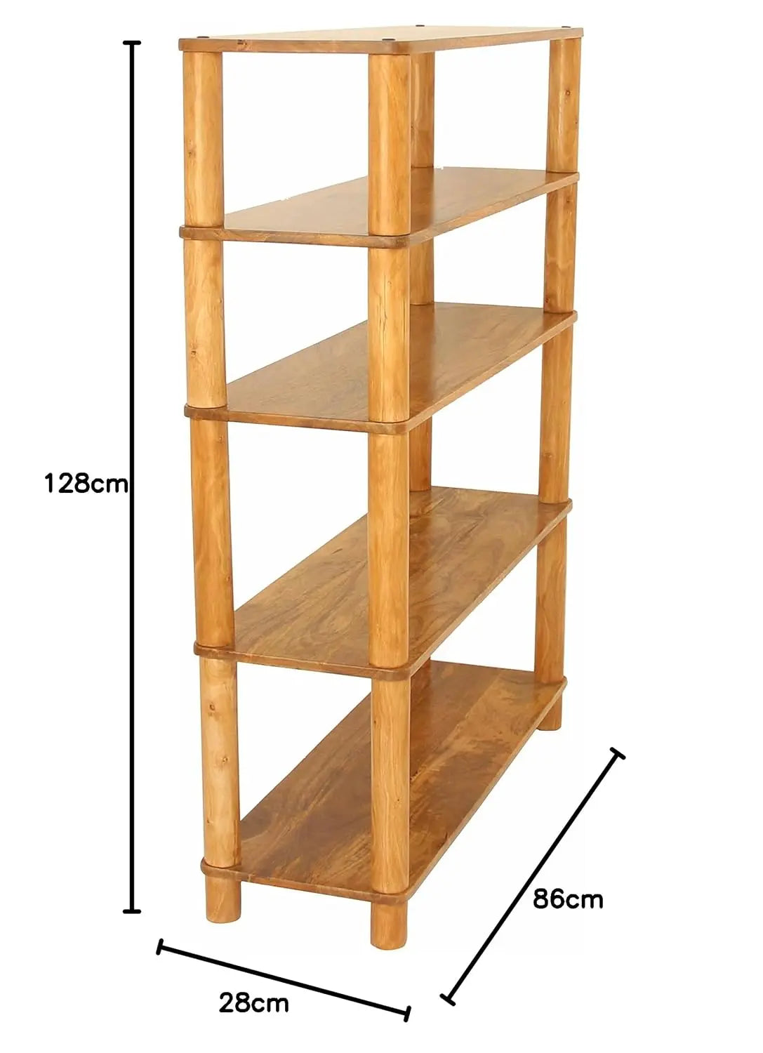 Solid Wood Designer Bookcases and Book Shelves for Living Room | Rack Shelf | Brown Finish