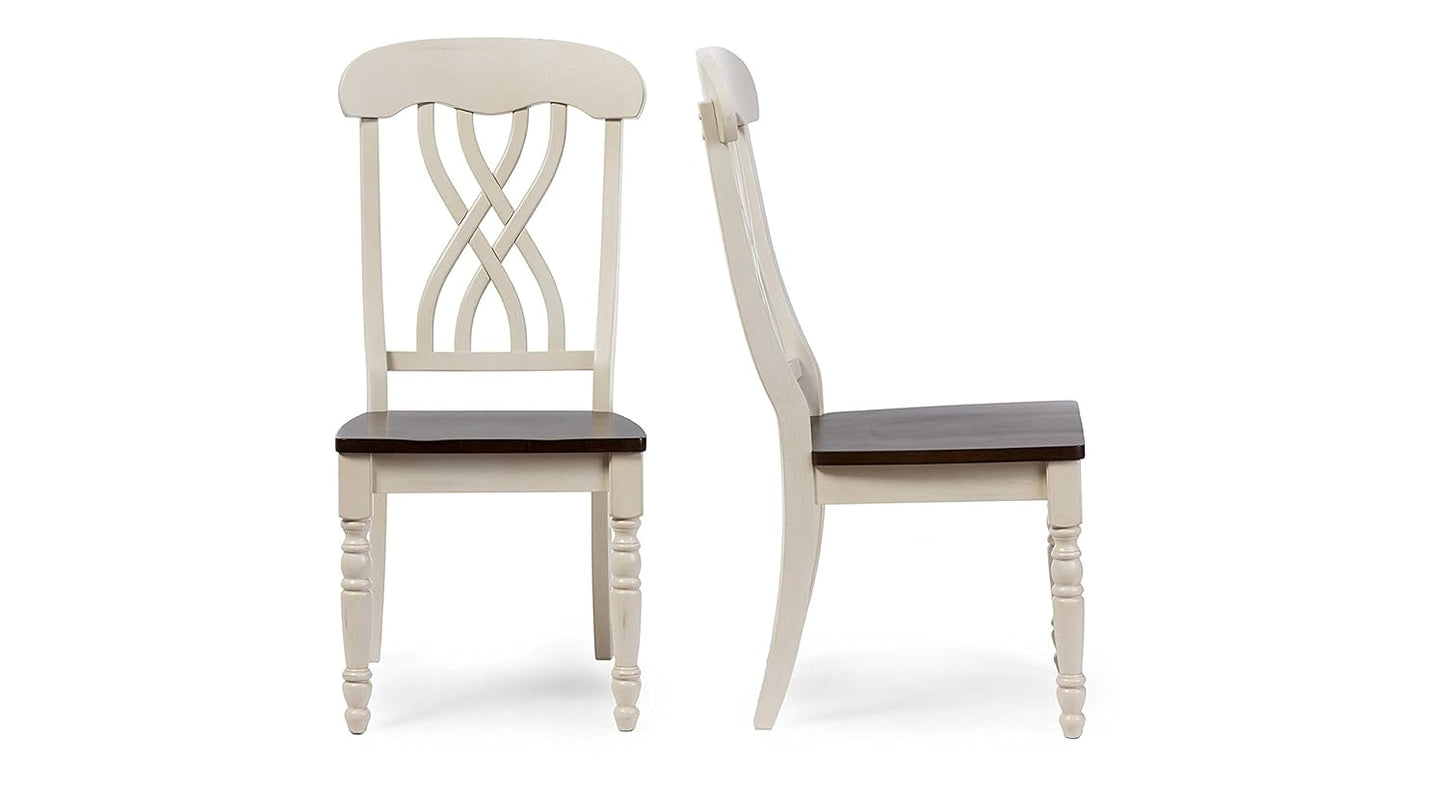 APRODZ Sheesham Wood Marceio Dining Chair Set for Home | Set of 2 Chair | Cream Finish