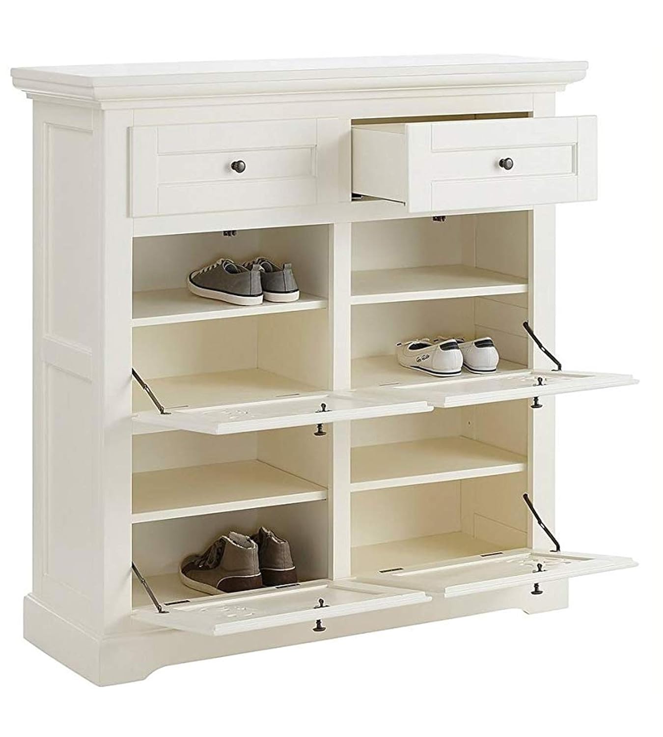 APRODZ Mango Wood Preto Shoe Cabinet for Home | Shoe Rack Organiser | White Finish