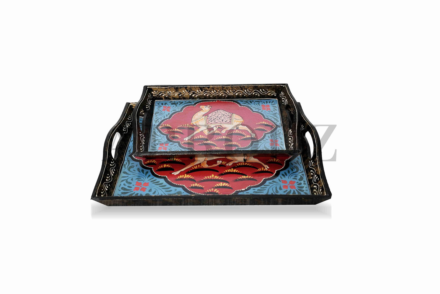 Aprodz Wooden Tray, 2-Piece Set, Service for 6 (Multicolour)