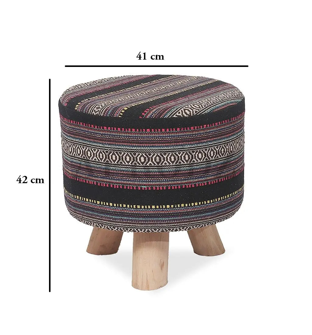 Upholstered and Steel Frame Puffy Stool Grass Green Fabric + Black Powdercoated - Set of 2