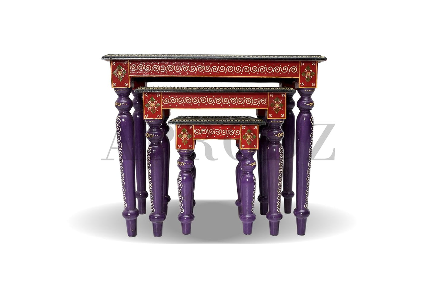 APRODZ Wooden Stool Cum Nesting End Table Pack of 3 Portable Bedside Tables for Living Room (Multicolor)